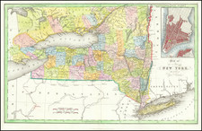 Map of the State of New York with Part of Upper Canada [Large inset plan of New York] By Hinton, Simpkin & Marshall