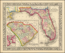 Florida Map By Samuel Augustus Mitchell Jr.