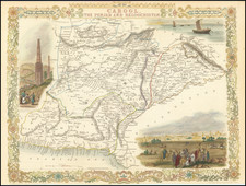 India, Central Asia & Caucasus and Middle East Map By John Tallis