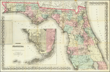 Florida Map By G.W.  & C.B. Colton