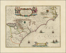 Southeast, Virginia, Georgia, North Carolina and South Carolina Map By Willem Janszoon Blaeu