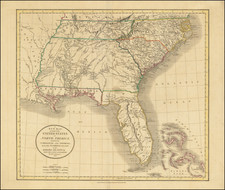 Florida, South, Alabama, Mississippi, Tennessee, Southeast, Georgia, North Carolina and South Carolina Map By John Cary