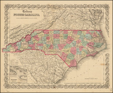 North Carolina Map By Joseph Hutchins Colton