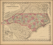 North Carolina Map By Joseph Hutchins Colton