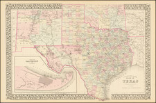 Texas Map By Samuel Augustus Mitchell Jr.