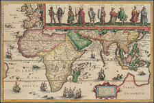 Indian Ocean, India, Southeast Asia, Africa and Australia Map By Johannes Isaksen Pontanus