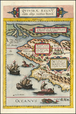 Polar Maps, Pacific Northwest, Oregon, Washington, Alaska, California, Western Canada and British Columbia Map By Cornelis de Jode