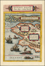 Polar Maps, Pacific Northwest, Oregon, Washington, Alaska, California, Western Canada and British Columbia Map By Cornelis de Jode