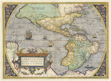 Western Hemisphere and America Map By Abraham Ortelius