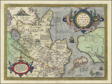 Pacific Northwest, Alaska, China, Japan, Central Asia & Caucasus, Russia in Asia and California Map By Abraham Ortelius