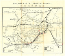 Railway Map of Tokyo and Vicinity  /  東 京 辺 鉄 路 道 図