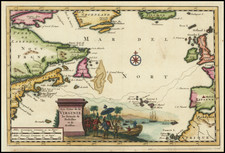 Les Cotes de la Virginie, les Detroits de Forbisher et de Hudson  (Shows discovery of Cape Cod and Martha's Vineyard) By Pieter van der Aa