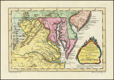 Maryland, Delaware, Southeast and Virginia Map By Jacques Nicolas Bellin