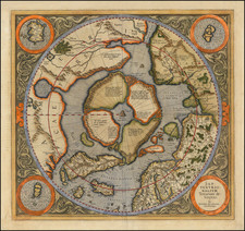 World, Northern Hemisphere and Polar Maps Map By Gerard Mercator