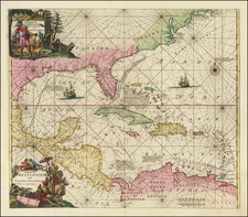 Florida, South, Southeast, Caribbean and Central America Map By Louis Renard