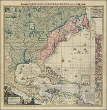 United States, North America and Canada Map By Henry Popple