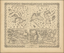 Comparative Size of Lakes and Islands [Great Lakes, Cuba, Formosa, Ireland, Sicily, Cyprus, Vancouver, Sandwich Islands, Puerto Rico, Corsica, Sardinia, Balearics, Malta, etc] By G.W.  & C.B. Colton