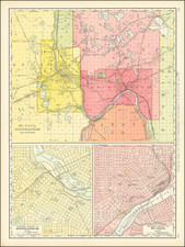 St. Paul, Minneapolis and Environs (with insets of the Business Districts of St. Paul and Minneapolis) By Rand McNally & Company