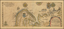 Vera Delineatio Totius Tractus ex Hollandia Septentrionem versus per Fretrum Nassovicum, ad Fluvium Oby ducentes, ex Annotatione Iohannis Hugouis Lintschottani, de Annis 1594 et 1595, etc. By Theodor De Bry