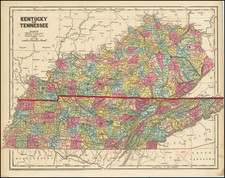 Kentucky and Tennessee Map By Sidney Morse