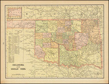 Oklahoma & Indian Territory Map By George F. Cram