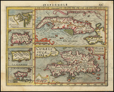 Caribbean, Cuba and Hispaniola Map By Jodocus Hondius - Gerhard Mercator