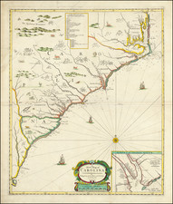 Southeast, North Carolina and South Carolina Map By Robert Morden  &  Philip Lea