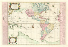 [Wall Map of America]  L'Amerique Suivant les dernieres Relations, avec les Routes que l'on tient pour Les Indes Occidentales par P. Du-val Geographe Ordinaire du Roy. . . 1679.