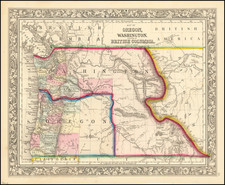 Map of Oregon, Washington and Part of British Columbia By Samuel Augustus Mitchell Jr.