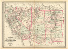 Southwest, Arizona, Colorado, Utah, Nevada, New Mexico, Colorado, Utah and California Map By Alvin Jewett Johnson