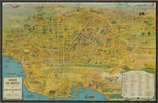 Pictorial Maps, California and Los Angeles Map By K.M. Leuschner