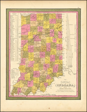 Indiana Map By Samuel Augustus Mitchell