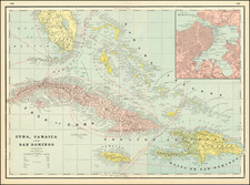 Florida, Cuba, Hispaniola and Bahamas Map By George F. Cram