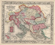 Europe, Austria, Balkans, Balearic Islands and Greece Map By Samuel Augustus Mitchell Jr.