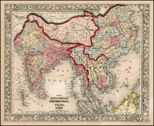 Asia, China, India, Southeast Asia and Central Asia & Caucasus Map By Samuel Augustus Mitchell Jr.