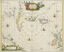 Polar Maps, Atlantic Ocean, British Isles, Iceland and Eastern Canada Map By Anthonie (Theunis)   Jacobsz