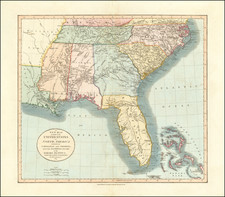 Florida, South, Alabama, Mississippi, Tennessee, Southeast, Georgia, North Carolina and South Carolina Map By John Cary