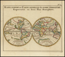 Mappe-Monde ou Carte Generale du Globe Terrestre, Representee en deux Plan-Hemispheres [World Map or General Map of the Earth, Represented in Two Plan-Hemispheres]