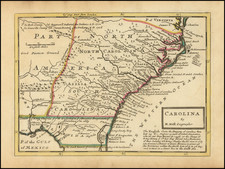Florida, Kentucky, Tennessee, Georgia, North Carolina and South Carolina Map By Herman Moll
