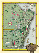 Map of West Point New York (with variations) Scale:  about 10in = 1 mi.  MCMXXVIII A.D. By Lawrence Edward Schick