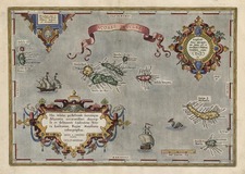 World, Atlantic Ocean, Europe, Portugal and Balearic Islands Map By Abraham Ortelius