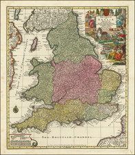 England Map By Matthaus Seutter