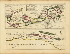 The Island of Bermudos, Divided into its Tribes, with the Castles, Forts &c. . . .  (with)  Part of Providence Island -- (Bahamas) By Herman Moll