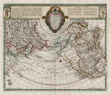 World, Polar Maps, Alaska and North America Map By Joseph-Nicholas Delisle  &  Leonard Von Euler