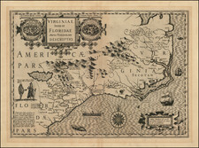 Southeast, Virginia, Georgia, North Carolina and South Carolina Map By Jodocus Hondius