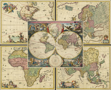 World, Europe, Asia, Africa, California as an Island and America Map By Nicolaes Visscher I