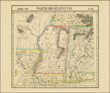 South, Louisiana, Alabama and Mississippi Map By Philippe Marie Vandermaelen