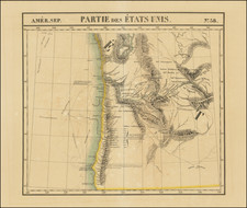 Pacific Northwest, Oregon and Washington Map By Philippe Marie Vandermaelen