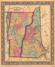 New England Map By Samuel Augustus Mitchell Jr.