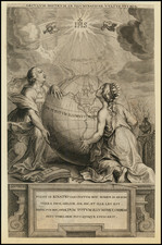 [Globe with California as an Island on Allegorical Jesuit Engraving]   Saeculum Nostrum in Illuminatione Vultus Tui Psal 89